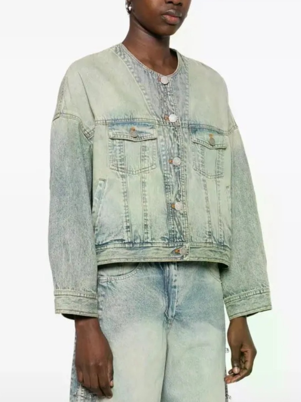NWOT Vintage We the Free Collarless Cropped Denim Jacket